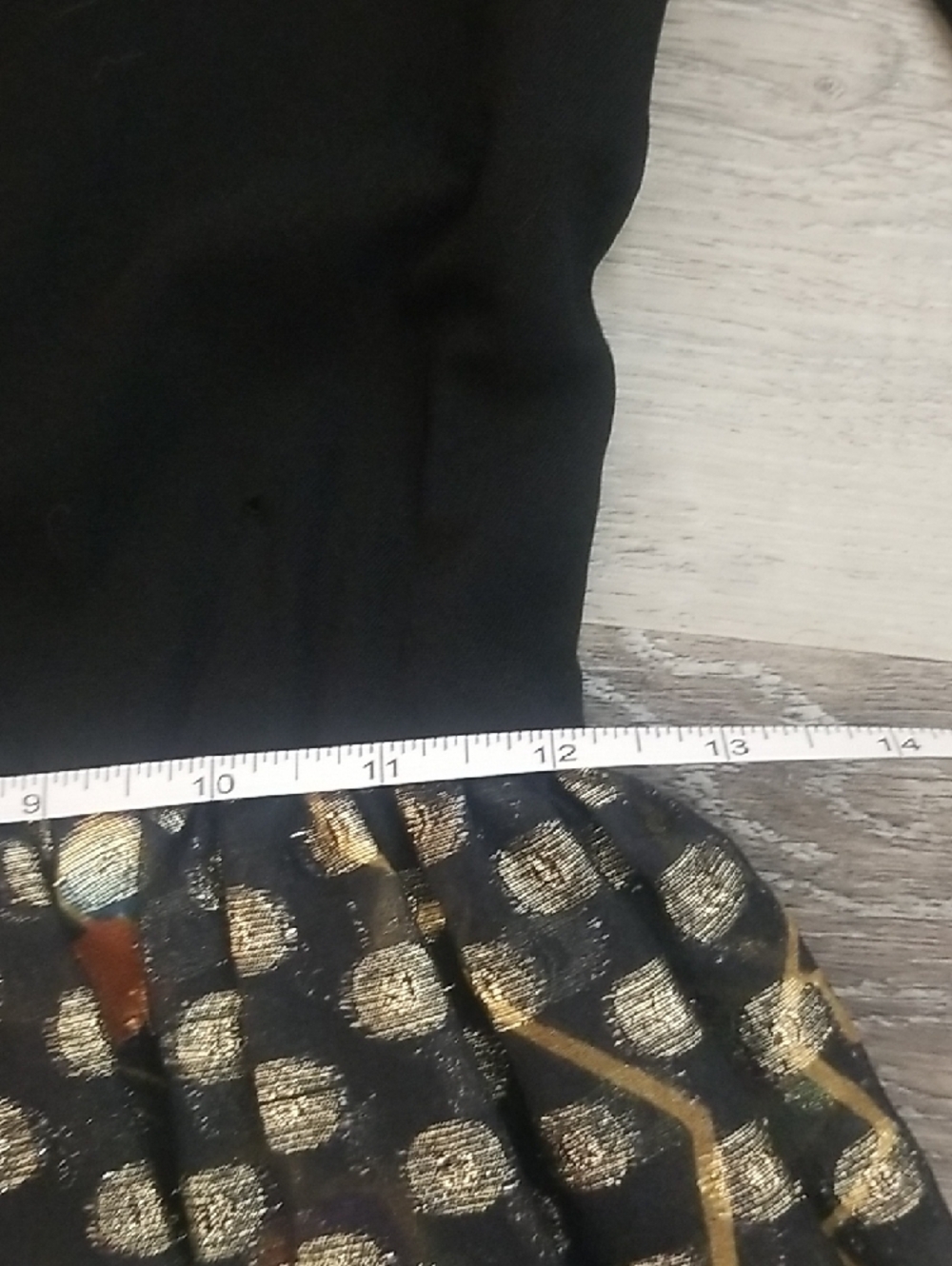 Black Long Sleeve Maxi Dress with Multicolor Metallic Brocade Skirt - Picture 4 of 10